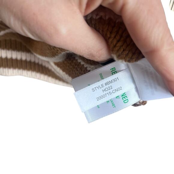 J.Crew Stripped Knit Mock Neck Pullover Sweater Jewel Luxury Caramel Natural XS - Picture 10 of 12